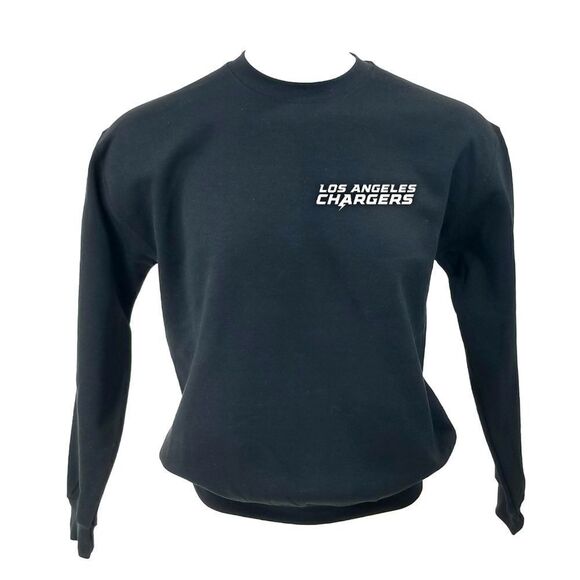 LOS ANGELES CHARGERS Double Script Retro Logo BLACK Pullover Crewneck Sweatshirt - Picture 1 of 3